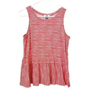 2/$15 Old Navy Orange & White Striped Sleeveless Top SP | Peplum Tank